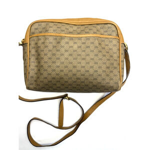 Vintage Gucci GG Supreme Monogram Crossbody Shoulder Bag Brown/Tan Leather Auth